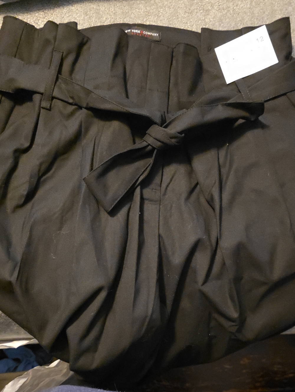 New York & Company Black Paperbag Waist Dress Pants with Tie
